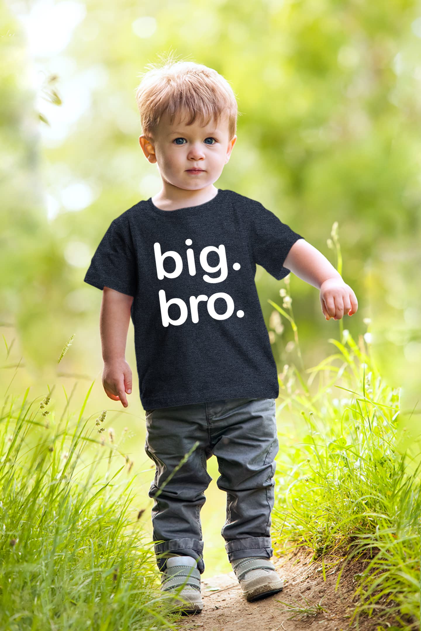 Big Bro Shirt Boy Big Brother Announcement Shirt For Baby Boys Toddler Promoted To (Charcoal Black, 4 Years)
