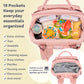 Ruvalino Diaper Bag Backpack, Multifunction Travel Pack Maternity Baby Changing Bags, Large Capacity, Waterproof, Pink