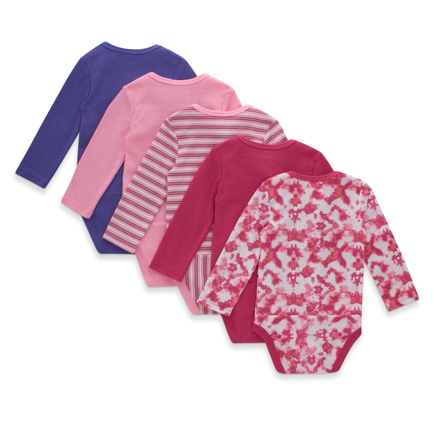 Hanes Unisex Baby Long Sleeve Bodysuit, Ultimate Flexy Boys & Girls, 5-Pack, Purple/Pink, 0-6 Months Us