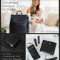 Mia + Sophia Leather Diaper Bag Backpack With Usb Charging Port, Changing Pad, Stroller Straps, And Bottle Holder (Black Olivia)