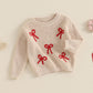 Jlkgicf Toddler Baby Girl Chunky Sweater Cute Bow/Heart Print Sweater Pullover Crewneck Shirt Valentines Day Spring Clothes (Lit