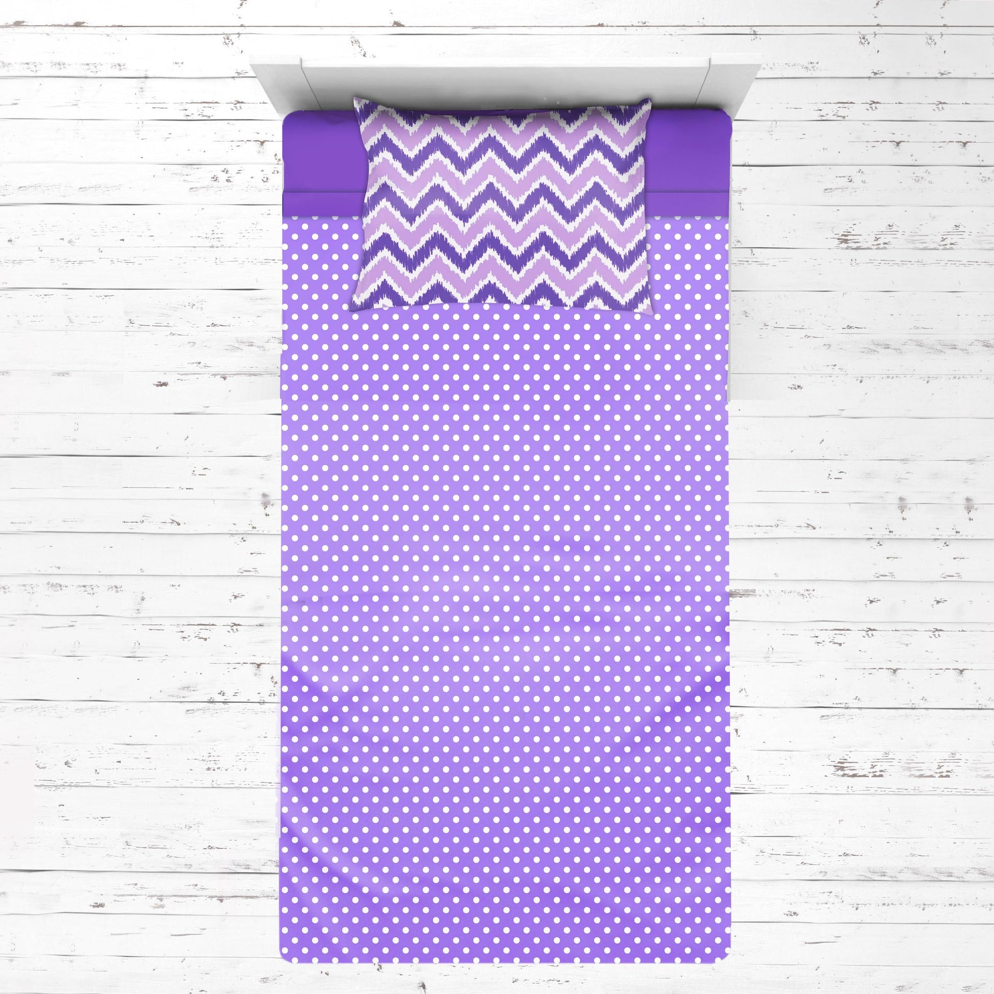 Bacati - Mix N Match Zigzag/Dots 3 Pc Girls Toddler Bed Sheet Set Including Fitted Sheet, Flat Sheet And Pillow Case For Us Stan