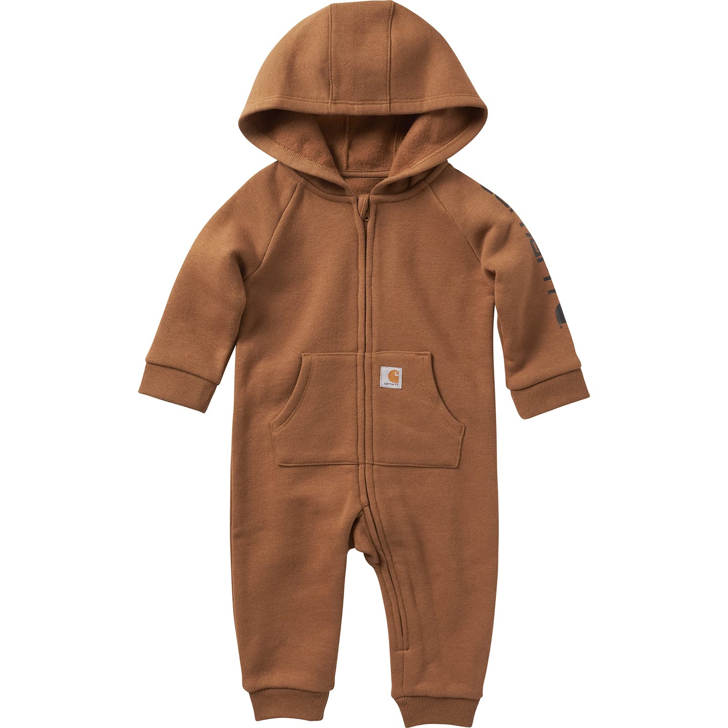Carhartt Boys Long-Sleeve Zip-Front Hooded Coverall, Carhartt Brown, 6 Months