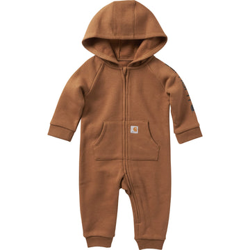 Carhartt Boys Long-Sleeve Zip-Front Hooded Coverall, Carhartt Brown, 6 Months