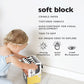 Wee Gallery Soft Block, Baby Sensory Toy with High-Contrast Graphics, Organic Soft Fabric Soft Blocks, Crinkle Flap and Textures
