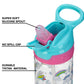 Nuby Push Button Flip-It Soft Spout Tritan Water Bottle, Pink Unicorns, 18 Oz