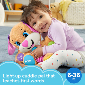 Fisher-Price Baby & Toddler Toy Laugh & Learn Smart Stages Sis Musical Plush with Lights & Phrases for Infants Ages 6+ Months