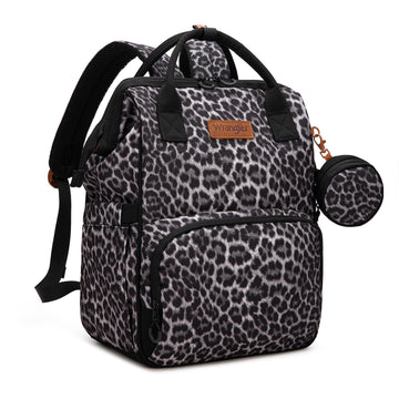 Wrangler Leopard Print Backpack Multifunction Baby Travel Bag with Changing Pad, Stroller Straps and Pacifier Case WG2204-91103L