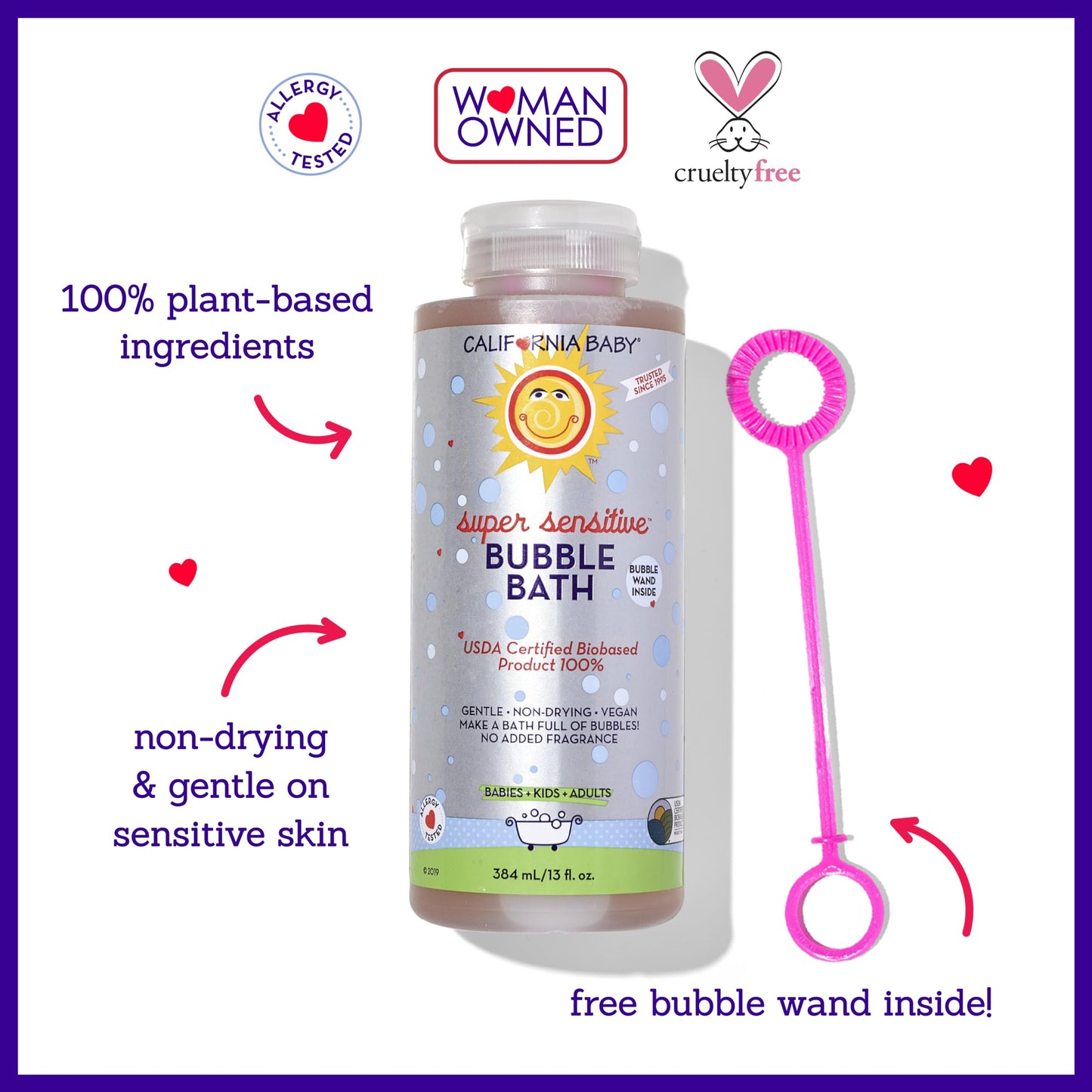 California Baby Super Sensitive Bubble Bath | No Added Fragrance | 100% Plant-Based Ingredients (Usda Certified) | Allergy Frien
