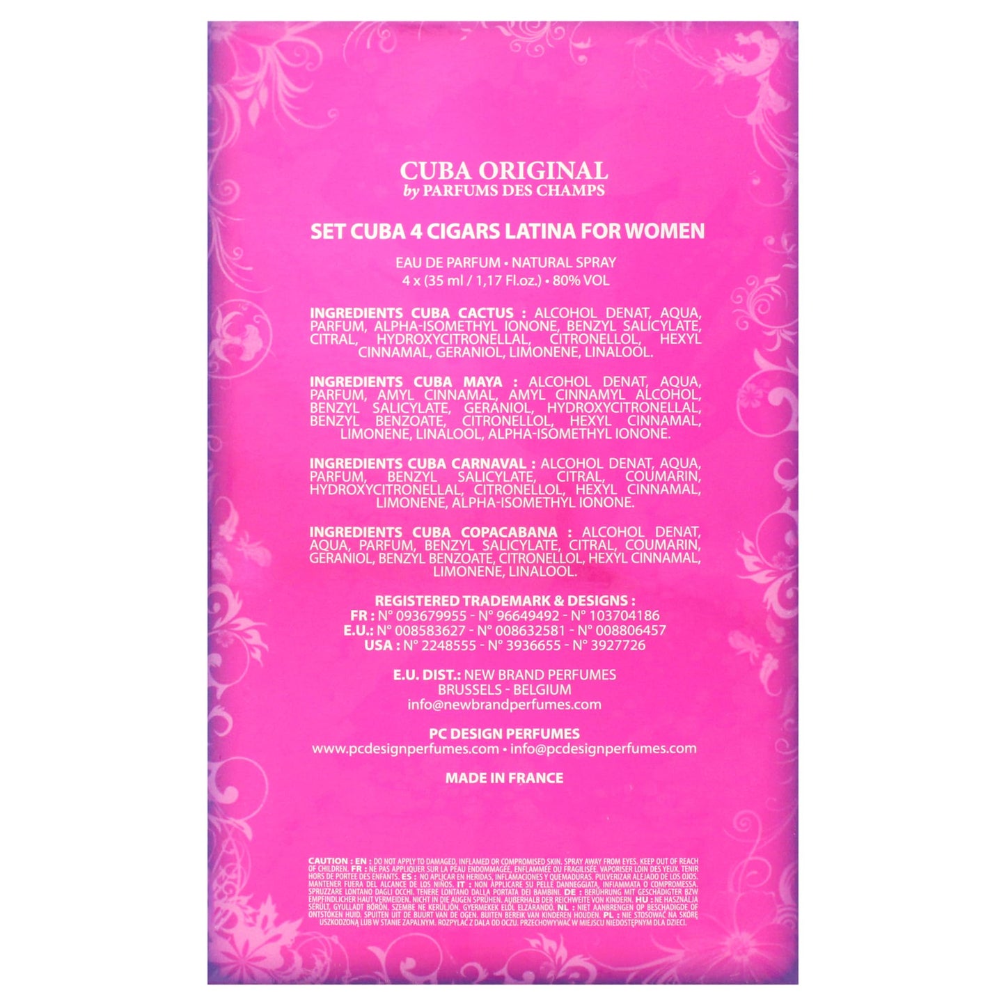 Cuba Cuba Latino Collection Women 4 Pc Gift Set 1.17oz Cuba Copacabana EDP Spray, 1.17oz Cuba Maya EDP Spray, 1.17oz Cuba Carnav