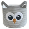 Vk Vkliving Owl Storage Basket Foldable Animal Basket, Cotton Rope Baby Laundry Basket Woven Gift Basket Cute Toy Basket, Large