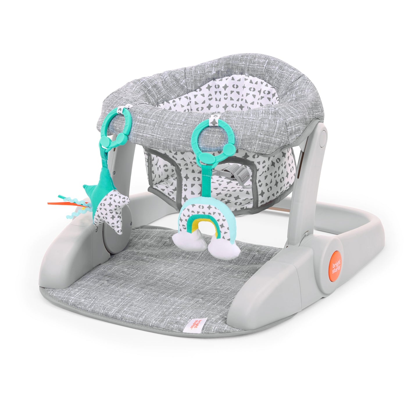 Bright Starts Learn-to-Sit Baby Floor Seat, 2-Positions Grow with Infant, Portable Baby Chair, Includes Sensory Toys, Unisex, 4-