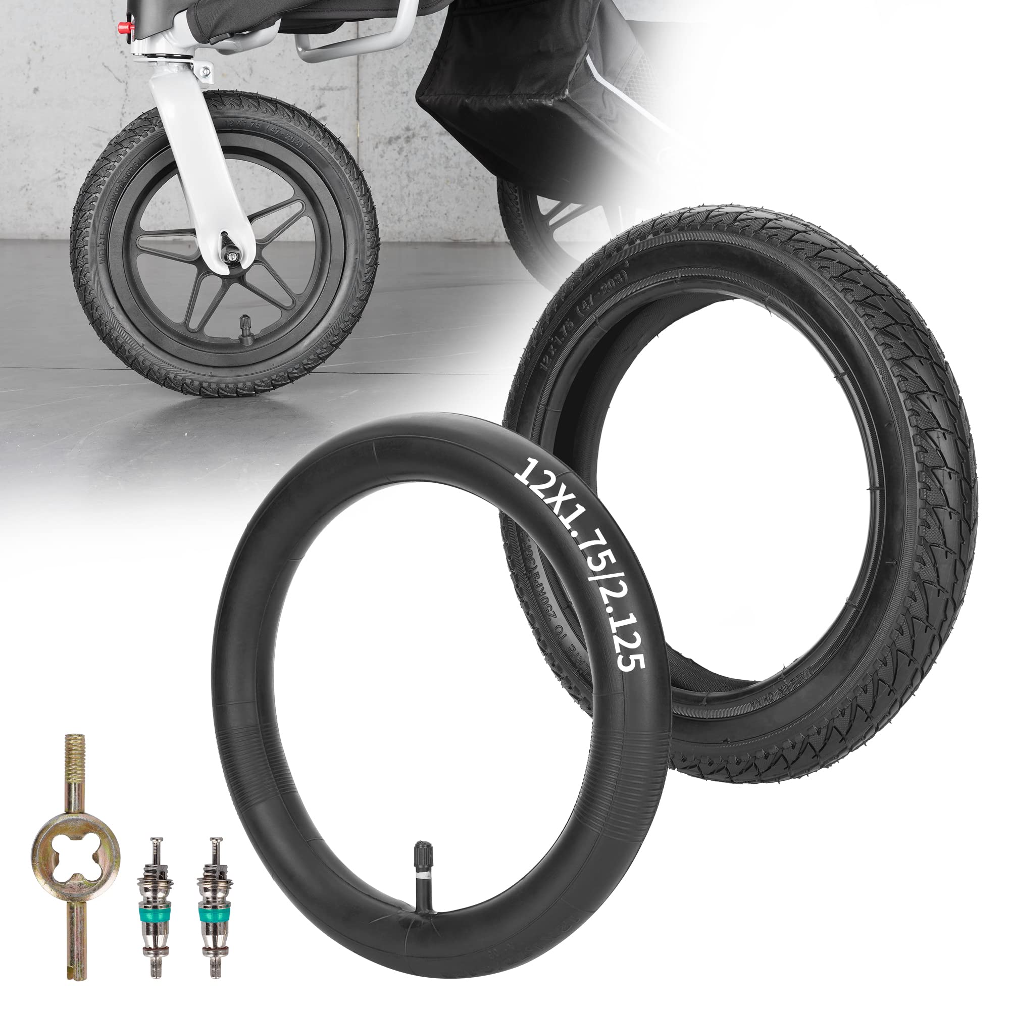 Front 12/12.51.75/2.125/2.25 Tires And Tubes Compatible With 3-Wheeler Gear Jogg