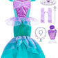 Oskiner Mermaid Costume For Girls,Mermaid Dress For Girls Kids (Blue, 4-5Years)