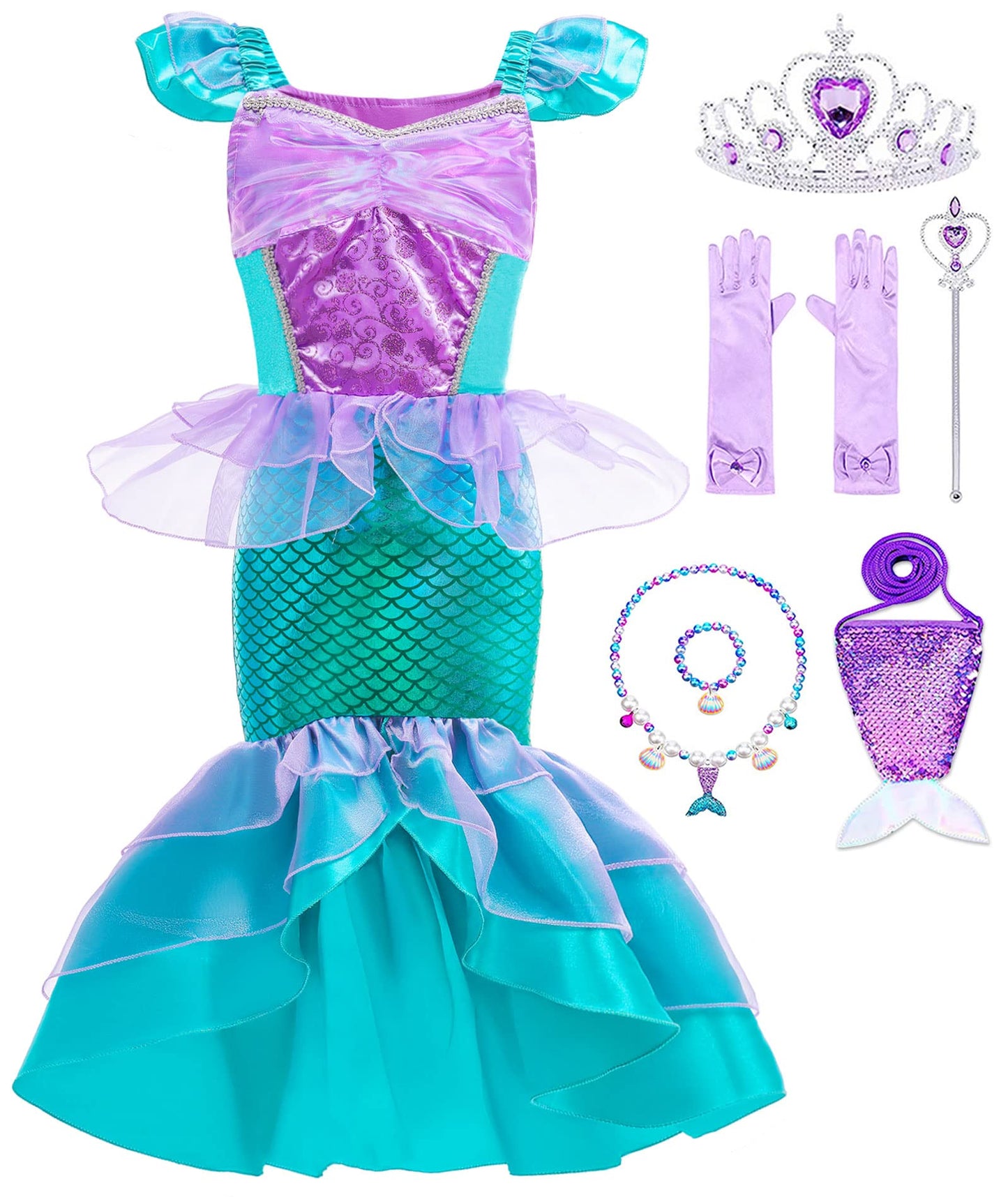 Oskiner Mermaid Costume For Girls,Mermaid Dress For Girls Kids (Blue, 4-5Years)