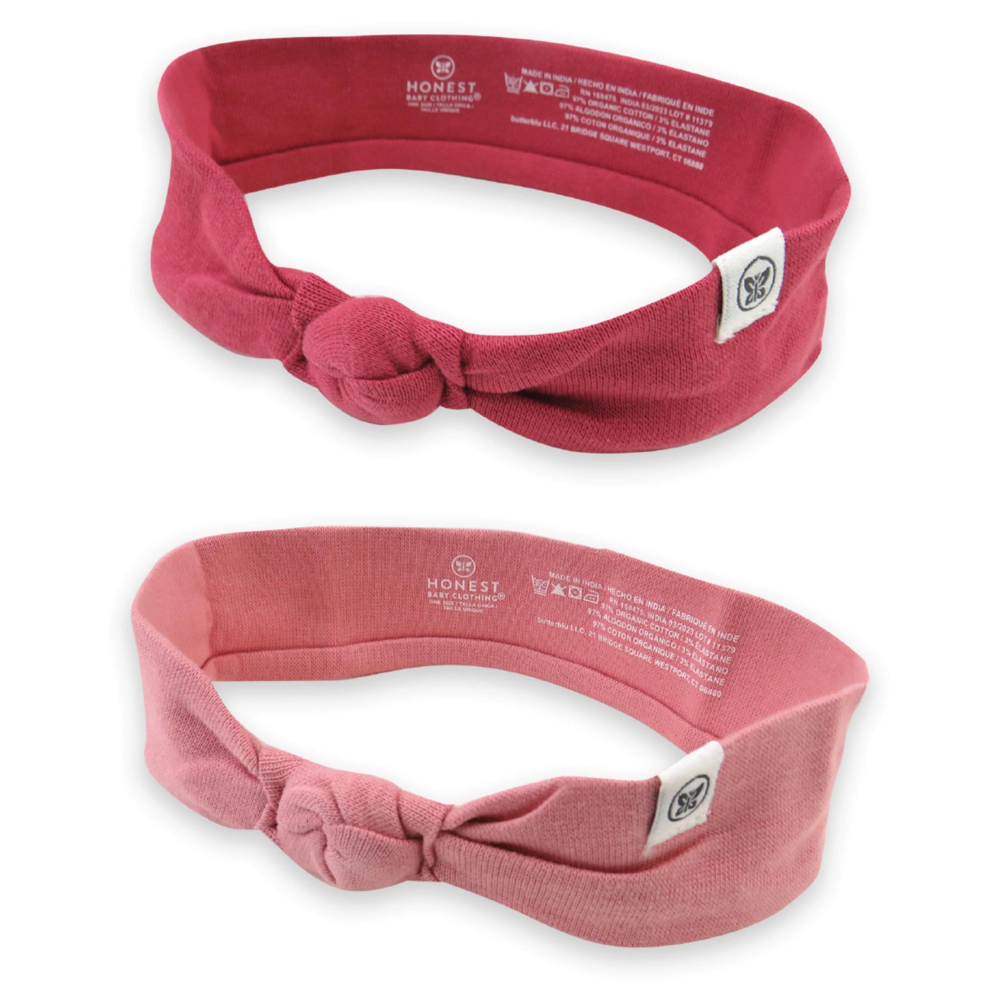 HonestBaby 2-Pack Headband Pink Rose