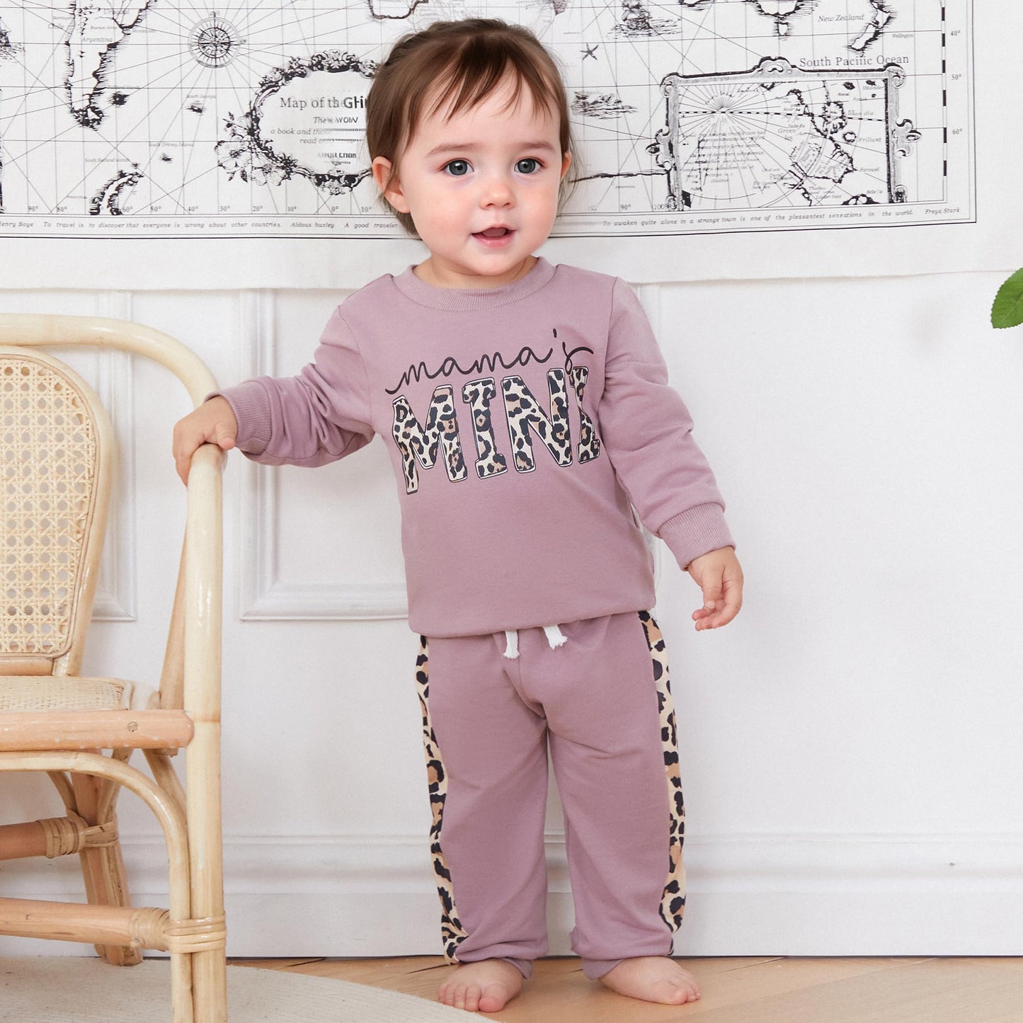 Kupretty Baby Girl Fall Winter Clothes Toddler Outfit Letters Graphic Crewneck Sweatshirts Joggers Pants Set (Purple, 6-12 Month