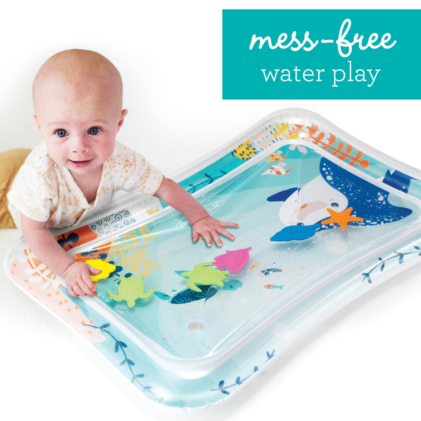 Infantino Jumbo Pat & Play Water Mat, Sea-Themed Mess-Free Water Play For Babies, Supports Tummy Time And Motor Skills Developme
