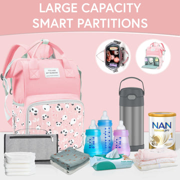 Maryas Small Diaper Bag - Pink Diaper Backpack For Moms & Girls - Waterproof Baby Bag With Insulated Pockets & Stroller Straps