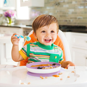 Munchkin Stay Put Suction Plates For Baby And Toddler, 3 Divided Sections , Pink/Purple