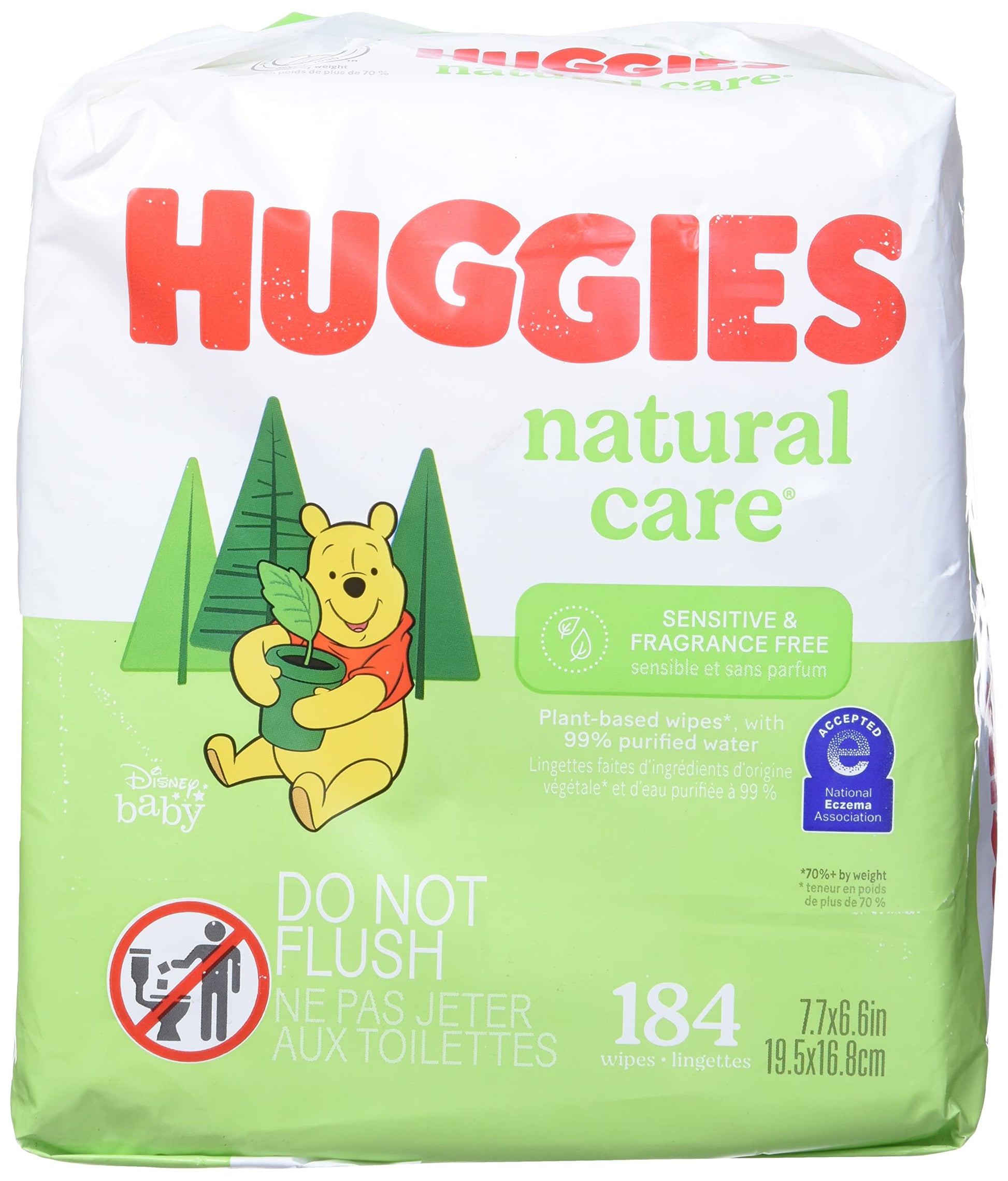 Huggies Natural Care Fragrance Free Baby Wipes, 552 Total Wipes 184 Count (Pack Of 3), Packaging May Vary