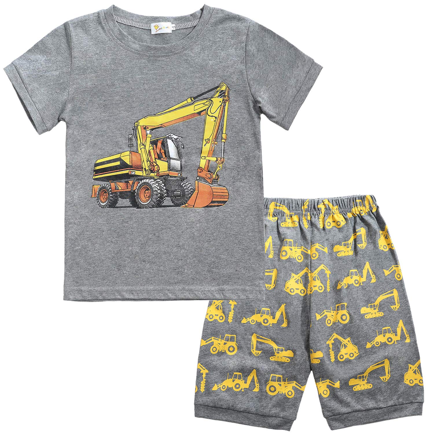 Little Boys Truck 2 Piece Pajamas Shorts 100% Cotton Sleepwear For Kids Size 4 5 T