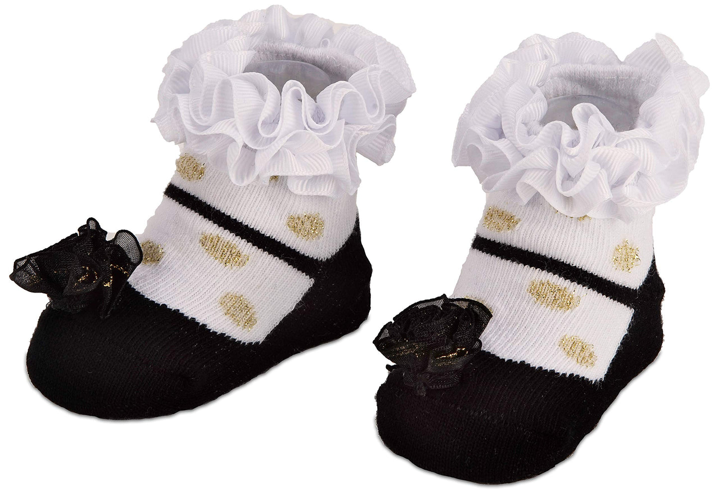 Brubaker 3 Pairs Of Baby Socks Girls 0-12 Months - Festive Socks Black/White