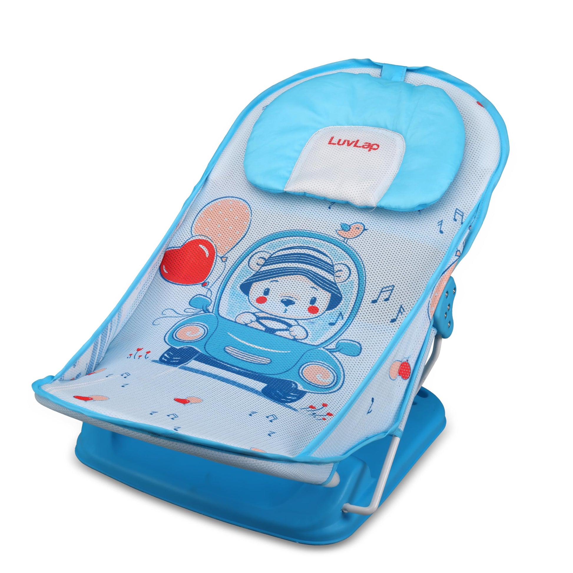Luvlap Happy Wheels Baby Bather For Baby 0-6 Months, New Born Baby Bath Chair, 3 Position Adjustable, Washable Soft Mesh, Large 