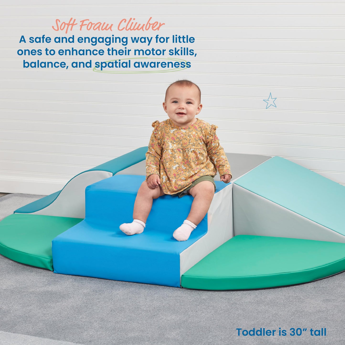 Ecr4Kids Softzone Little Me Wall Climb And Slide, Beginner Playset, Contemporary, 6-Piece