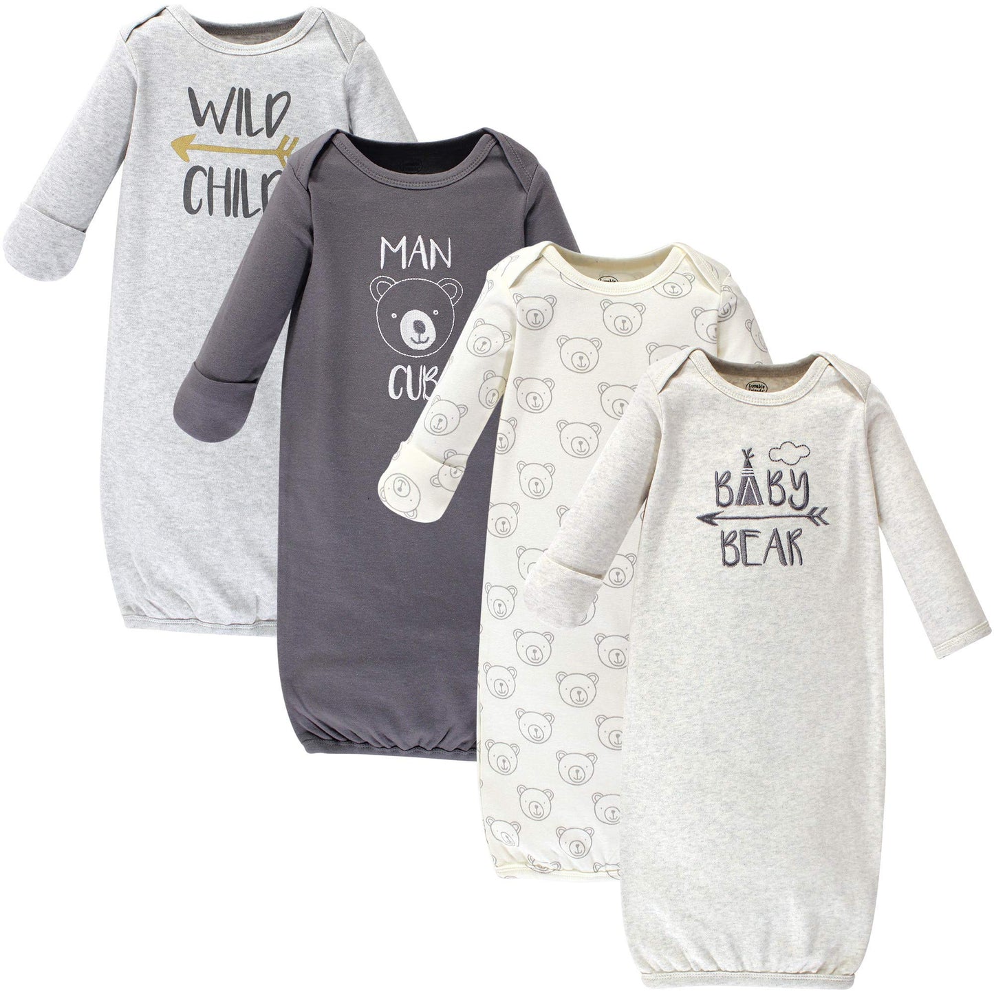 Luvable Friends Unisex Baby Cotton Gowns, Bear, Preemie-Newborn