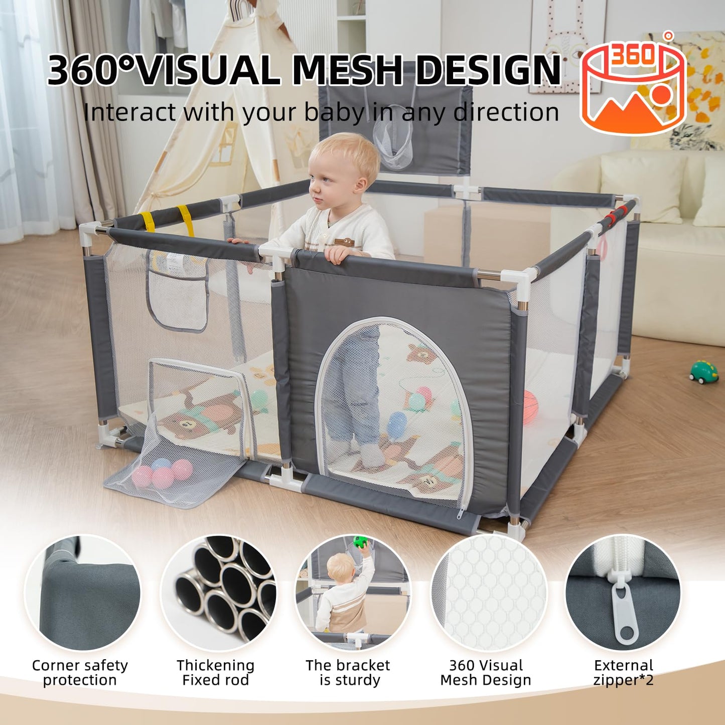 Baby Playpen With Mat - Playpen For Babies And Toddlers - Playards With Mat And Accessories - Sport Playpen - Discover Your Chil