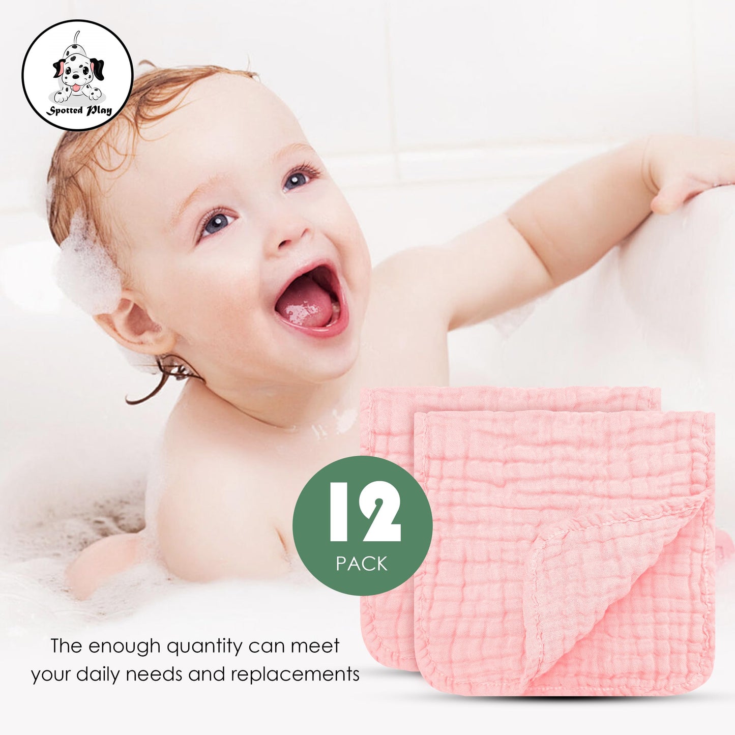 Spotted Play Muslin Burp Cloths 100% Cotton Large 20''X10'' Extra Soft And Absorbent Baby Wash Cloths Spit Up Rags - Baby Burpin