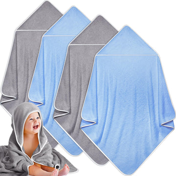 Reginary 4 Pack Baby Hooded Towels Coral Fleece Baby Bath Towels 30 X 30 Inch Soft Absorbent Hooded Bath Blanket For Newborn Tod