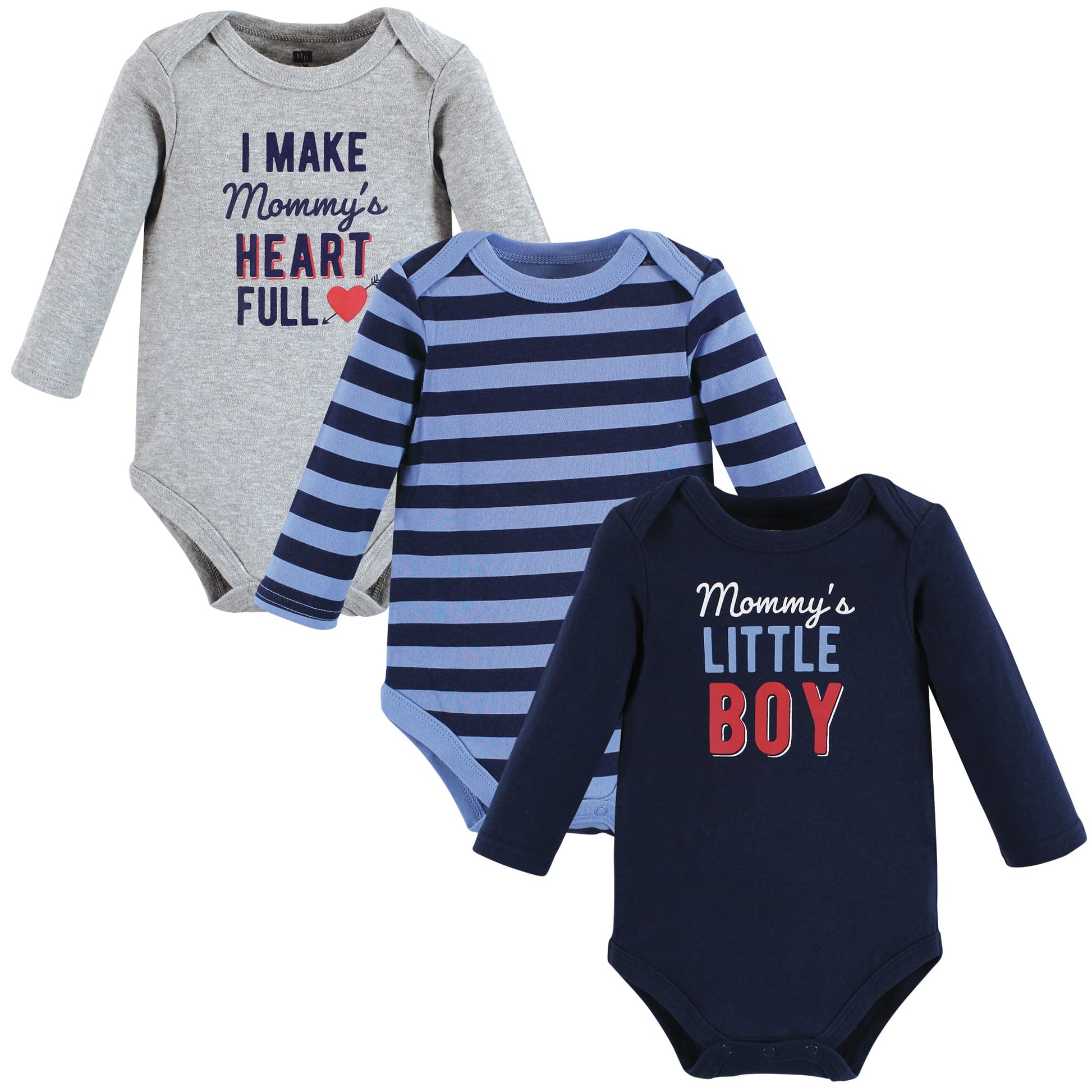 Hudson Baby Unisex Baby Cotton Long-Sleeve Bodysuits Mommys Little Boy, 9-12 Months