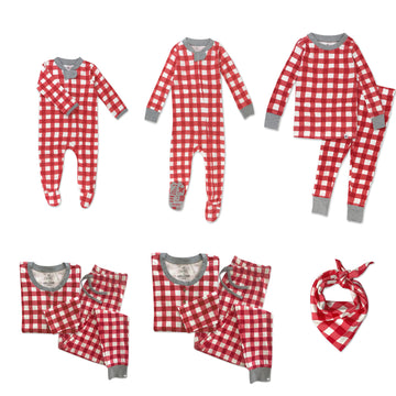 Honestbaby Baby Organic Cotton Holiday Family Jammies, Painted Buffalo Check Red, Men'S 2-Piece Pajama Set Xx-Large