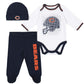 Gerber Nfl Chicago Bears 3 Pack Bodysuit Footed Pant And Cap Registry Gift Set, Navy/White Chicago Bears, 6-9M