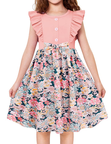 Arshiner Little Girls Dresses Cute Sleeveless Pink Floral Print Toddler Dress Valentine Sundress For Kids Size 3