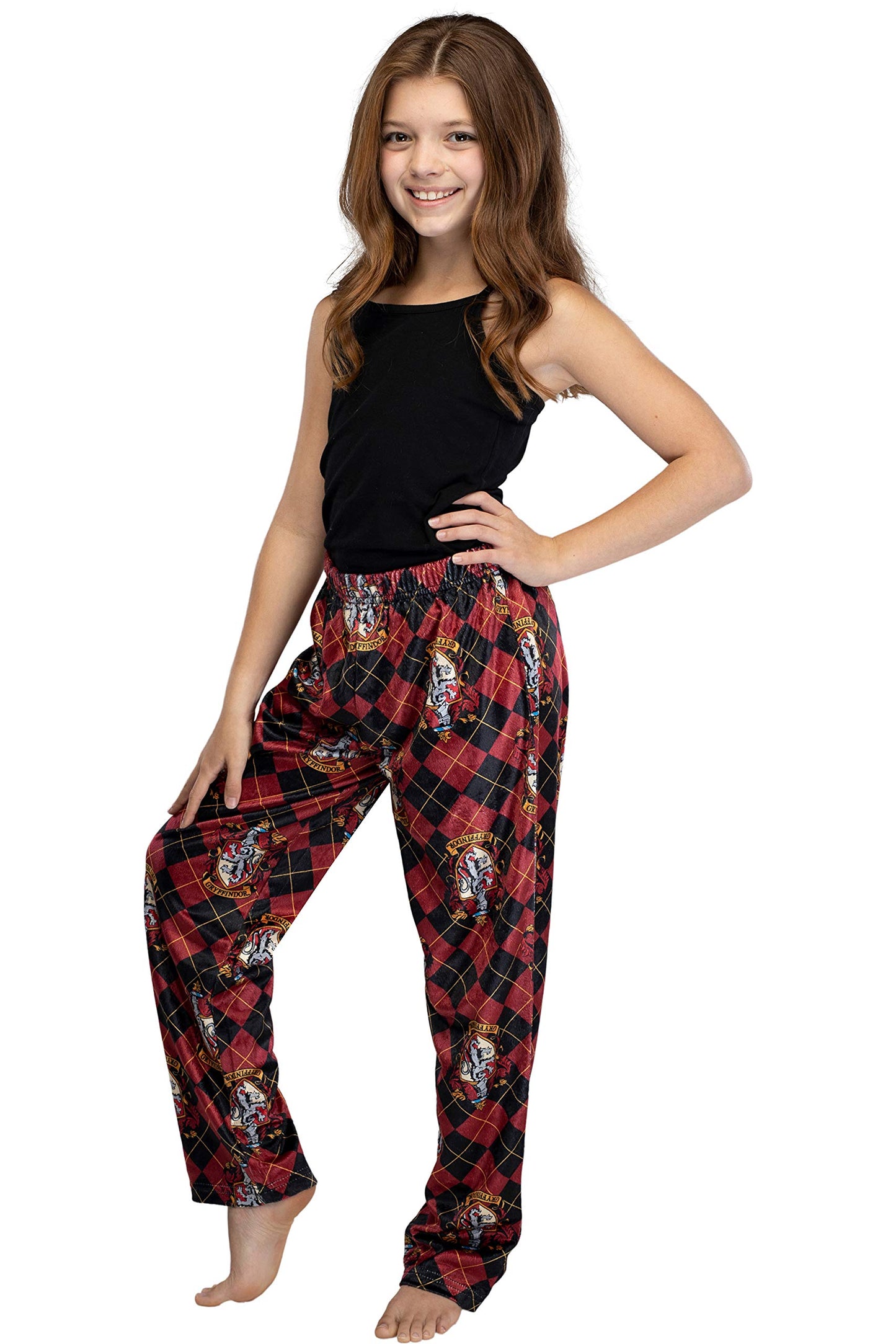Harry Potter Big Girls Hogwarts Houses Crest Lounge Pants Pajamas, Gryffindor, 16