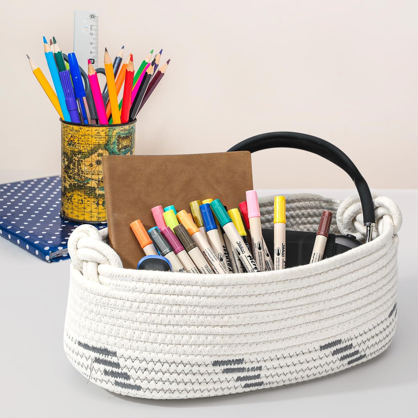 Small Baskets For Gifts Empty Cute Decorative Basket For Gifts White Woven Gift Basket With Handle Boho Decor For Bathroom Shelv