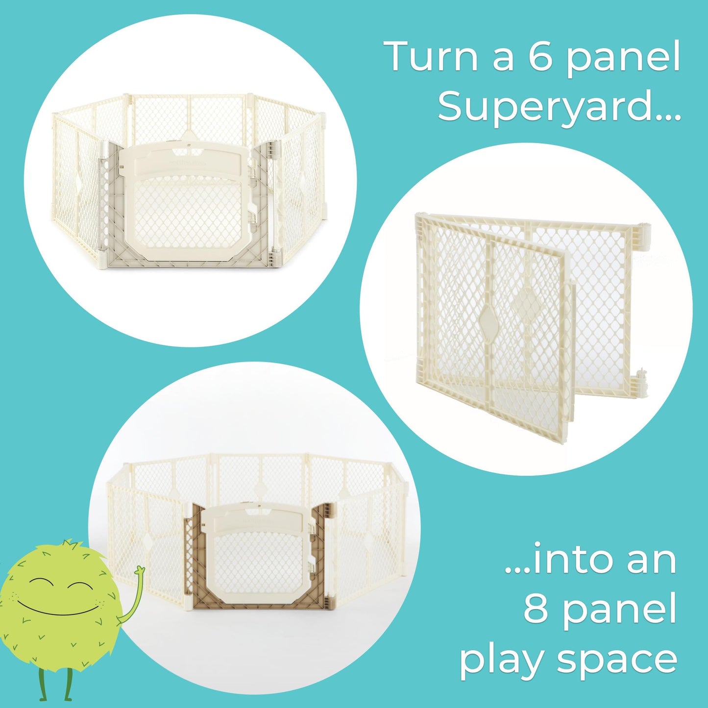 Toddleroo by North States - Superyard 2-Panel Extension: 65.5 Inch Play Yard Extension - Works with Superyard Playpens - Ivory