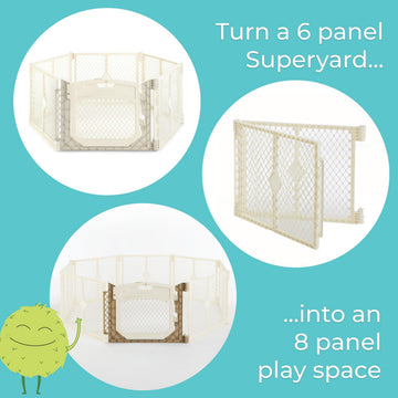 Toddleroo by North States - Superyard 2-Panel Extension: 65.5 Inch Play Yard Extension - Works with Superyard Playpens - Ivory