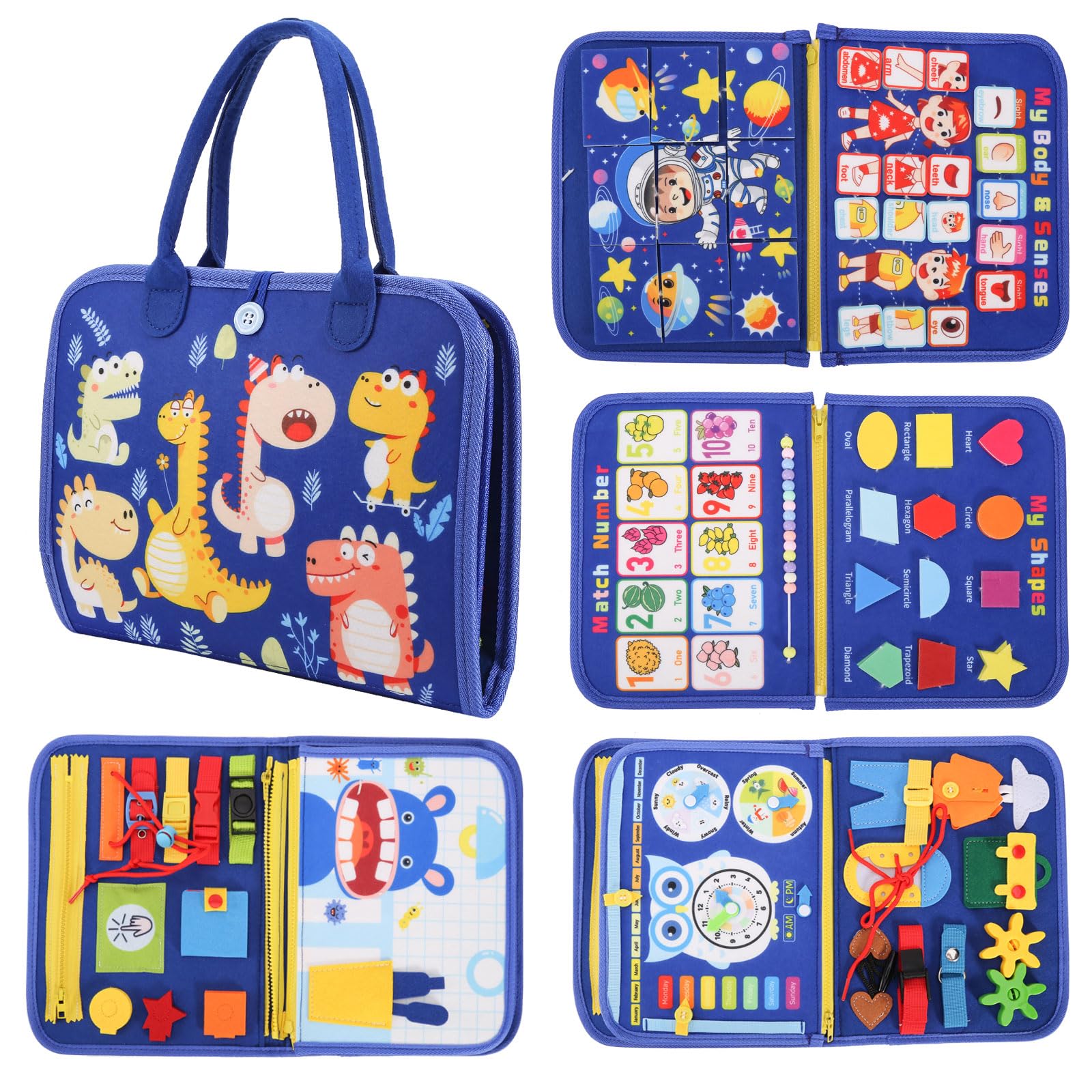 W Montessori Toy Sensory Educational Toys, Toddler Activities for Learning Fine Motor Skills Travel Toys Quiet Book Gift for Kid