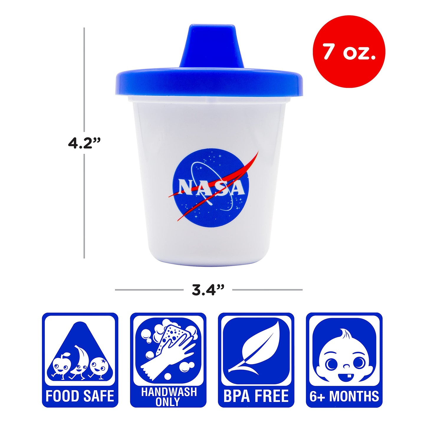 Gamago Nasa Baby Sippy Cup - Adorably Cute Learner Sippy Cup For Babies, Toddlers And Kids - 6+ Months Old - Holds 7 Ounces - Bp