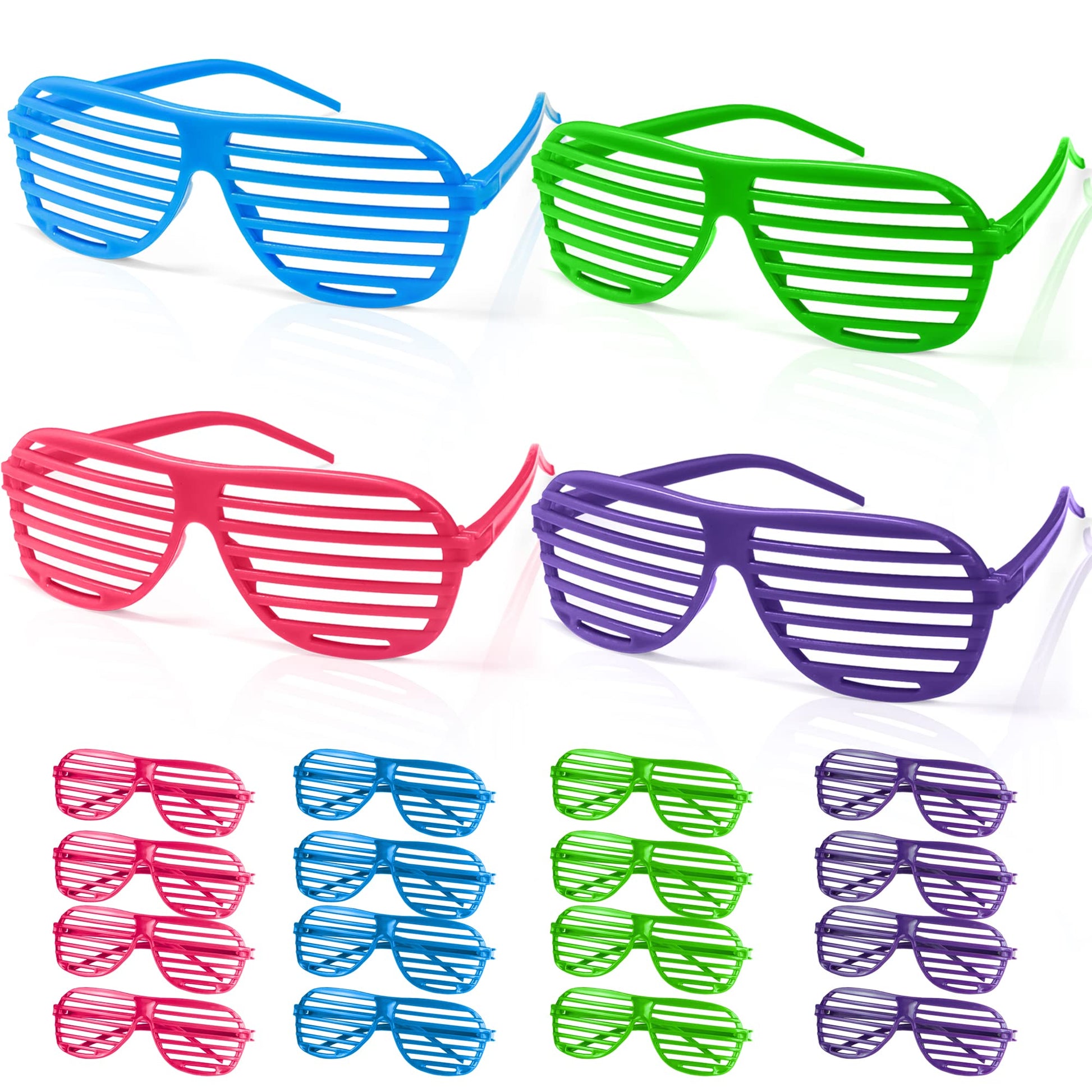 Novelty Place 12 Pack Shutter Glasses Shades Sunglasses, Neon Color Plastic Glasses For Kids And Adults 80'S Party Props(4 Color