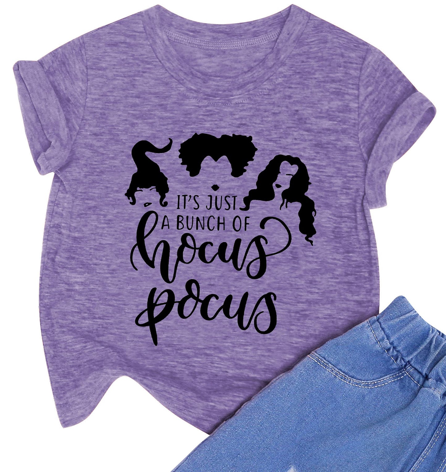 It'S Just A Bunch Of Hocus Pocus Halloween T Shirt Toddler Boys Girls Sanderson Sister Graphic Tee Shirts(Purple,100)