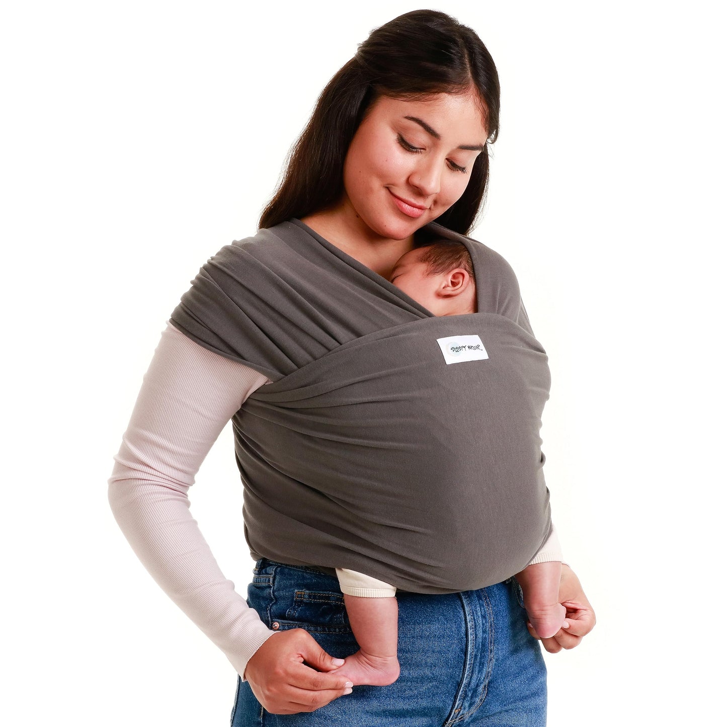Baby Wrap Ergo Carrier Sling By Sleepy Wrap - Dark Grey - For Babies From Birth To 35 Lbs Or About 18 Monthsa