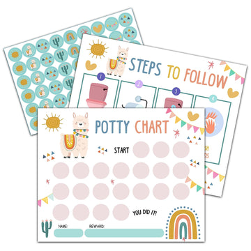 Llama Potty Training Sticker Chart, 20 Potty Charts With 432 Round Stickers & 1 Instruction Sheet, Potty Reward Sticker Chart Fo