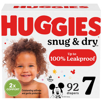 Huggies Size 7 Diapers, Snug & Dry Baby Diapers, Size 7 (41+ Lbs), 92 Count (2 Packs Of 46), Packaging May Vary