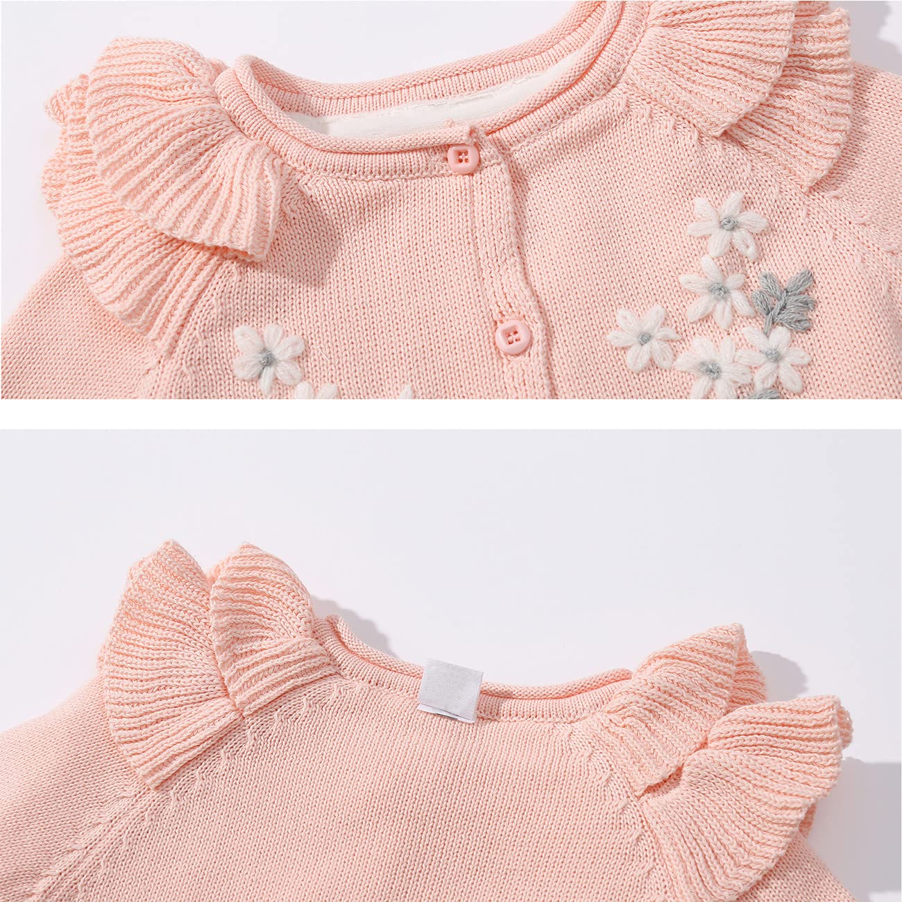 Iadoer Baby Girl Ruffle Rompe Knitted Sweaterr Little Sister Newborn Outfit Longsleeve Outfit With Kids Winter Warm Hats Set(0-3