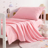 Ntbay Toddler Sheet Set - 3-Piece Microfiber Crib Sheet Set - Flat Sheet, Fitted Sheet, Pillowcase - Solid Toddler Bedding, Pink